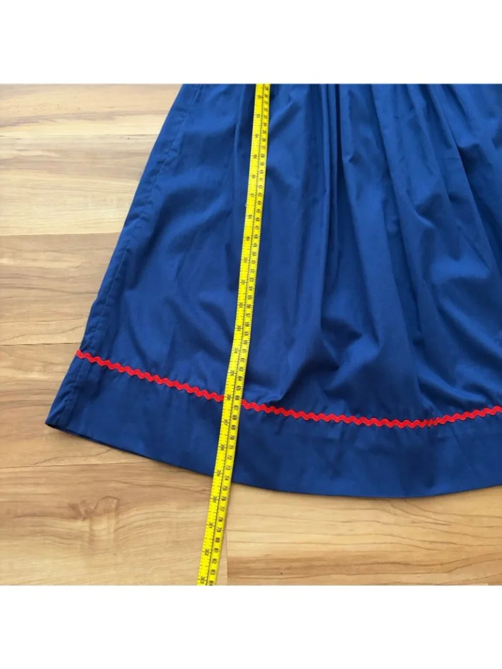 The Smocking Place Girls Size 4 Blue Santa Pleated Embroidered Holiday Dress